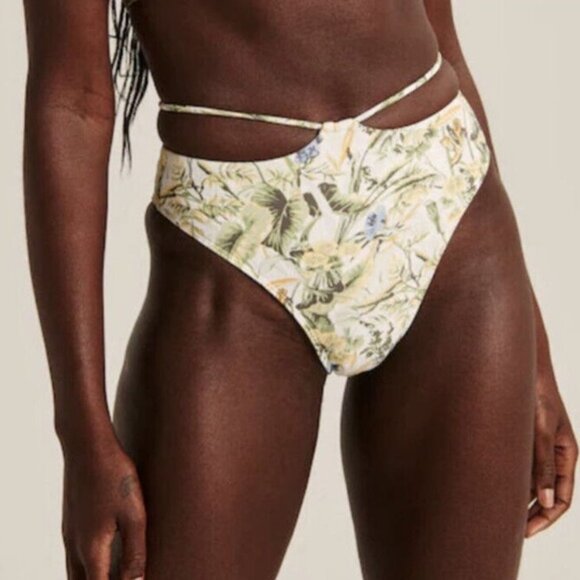 NWT ABERCROMBIE & FITCH High Leg Cheeky Bikini Swim Bottom Sz XS Tie-Back - Picture 3 of 8